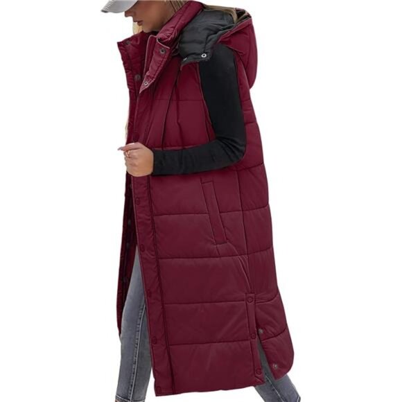Jackets & Blazers - Women's Long Puffer Vest Jacket Sleeveless Vest Zip Up Winter Coats Fall Vests